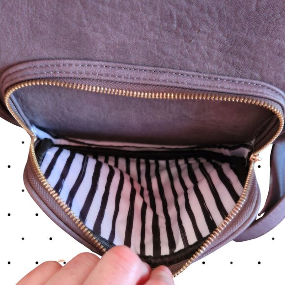 Grey Backpack purse with carry handles and adjustable straps - Picture 6 of 7